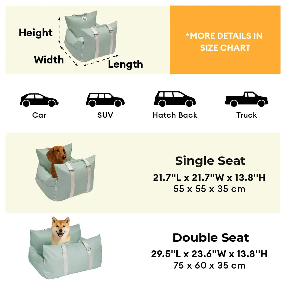Dog Car Seat Bed Oxford Fabric Waterproof Anti-Slip Safety Buckle Small Medium Dogs Travel Home Carrier | Koossa