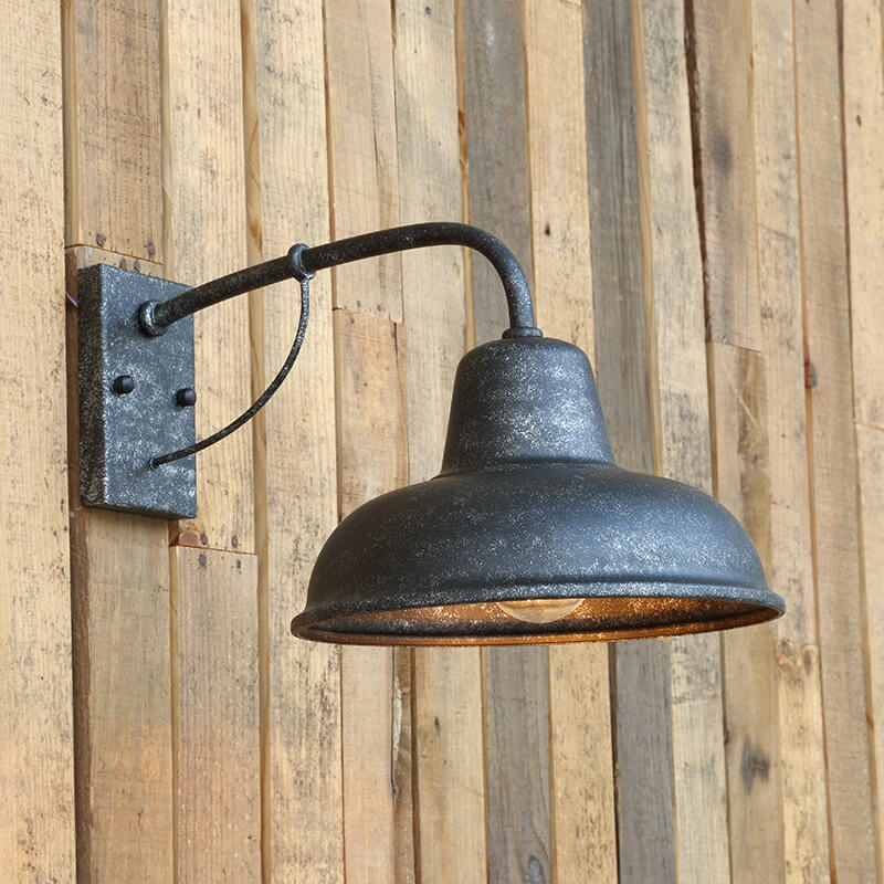 Black Iron Industrial Outdoor Wall Sconce, Hardwired E26 Exterior Light Fixture for Porch, Garage, Patio, Garden Fence & Entryway | Lonoma
