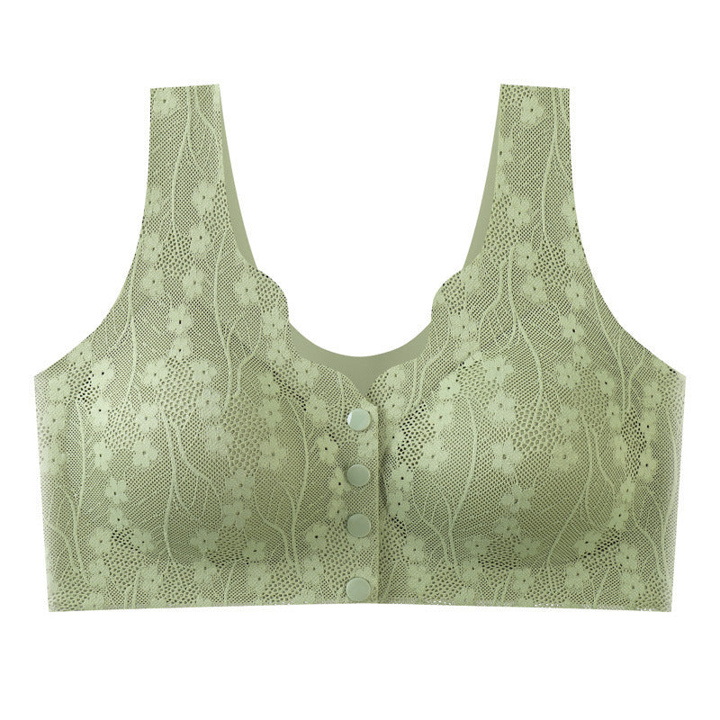 Front Closure Wireless Bra for Women, Soft Support, Stretch Nylon Fabric, Easy Button Front Comfort Bra for Everyday Wear | Lonoma