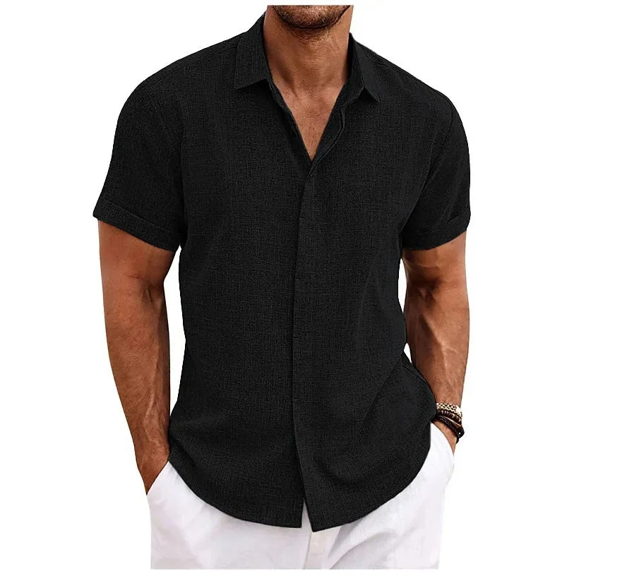 Men's Linen Short Sleeve Shirt — Relaxed Fit Summer Shirt for Casual Wear & Weekend Occasions | Koossa