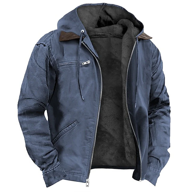 Men's Insulated Zip-Up Coat, Tailored Fit Winter Jacket for Cold Weather, Office, Commute & Weekend Wear, Black Brown Blue Green | Lonoma