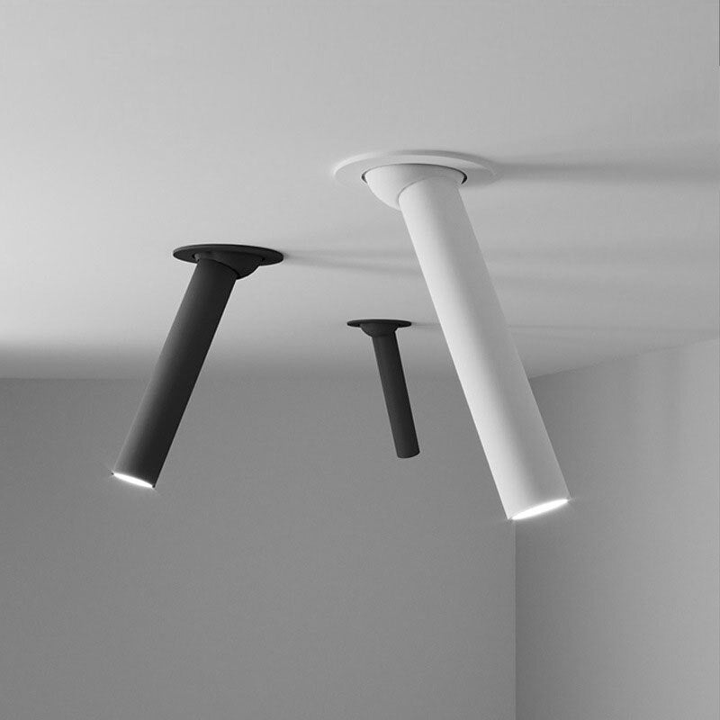 Spot LED cylindrique encastré 7 W aluminium noir blanc nickel 12–32 cm éclairage directionnel intérieur | Koossa