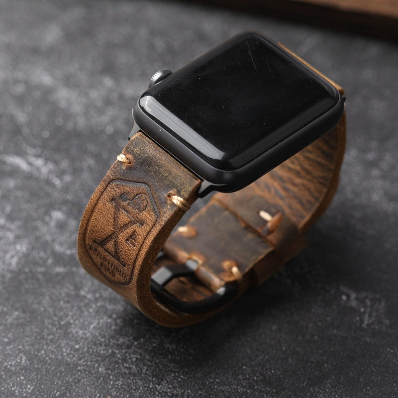 Vintage Apple Watch Strap with Stainless Steel Adapters — Handcrafted Watch Band for Everyday Wear | Koossa
