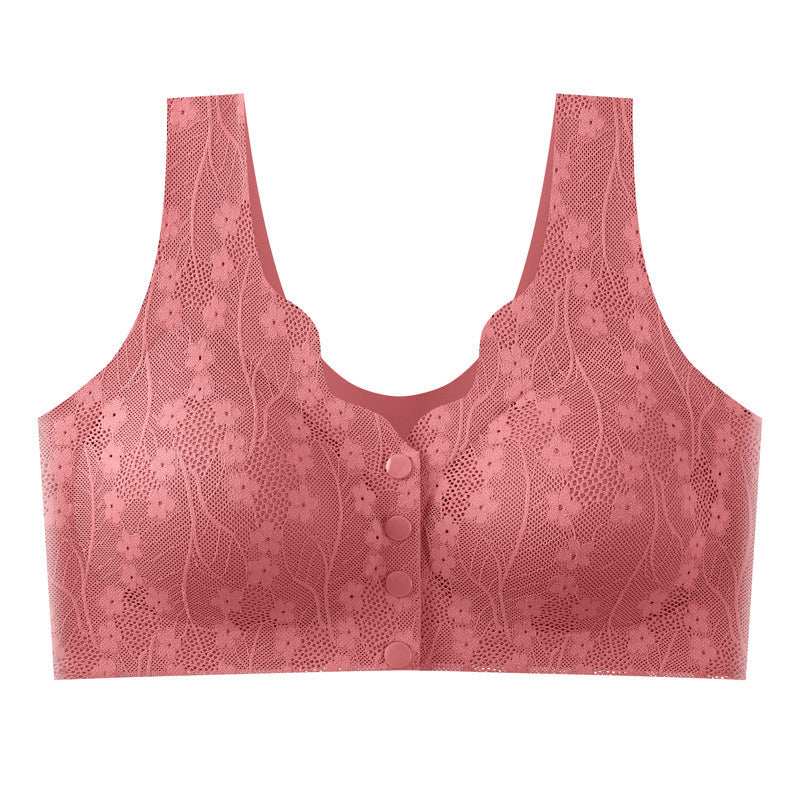 Front Closure Wireless Bra for Women, Soft Support, Stretch Nylon Fabric, Easy Button Front Comfort Bra for Everyday Wear | Lonoma