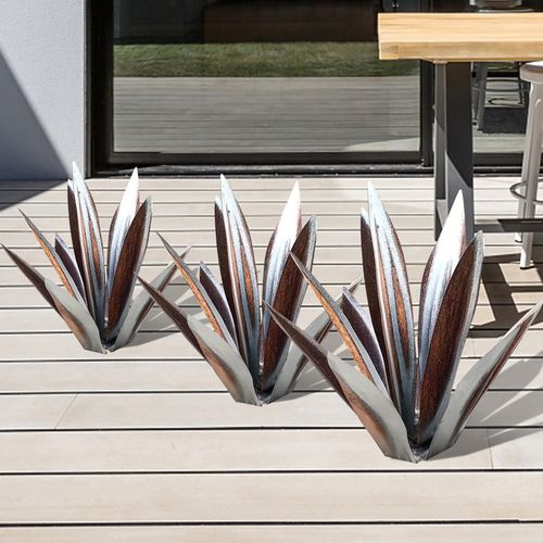 Sculpture d'agave en métal pour jardin, terrasse et intérieur – Finition artisanale toute saison résistante | Koossa