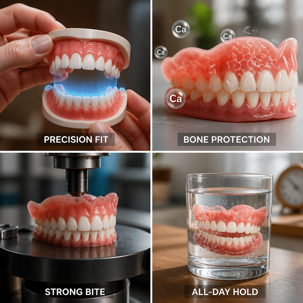 Precision-Molded Denture Set for Secure All-Day Wear – Upper & Lower False Teeth with Natural Pearl White Finish | Lonoma