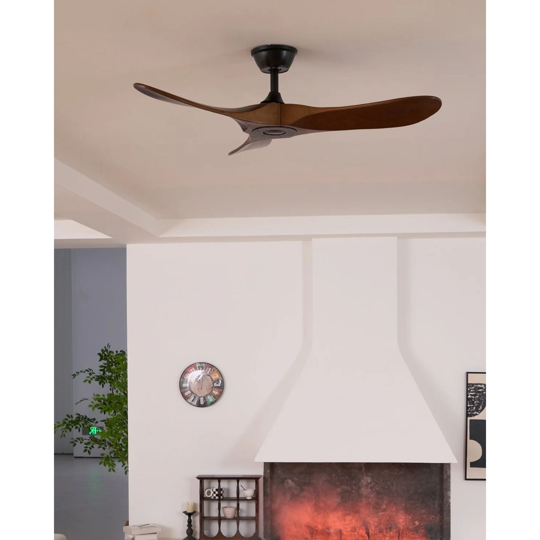 Ventilateur de Plafond Bois Naturel 6 Vitesses Silencieux Design Moderne Salon Chambre Circulation Air | Koossa