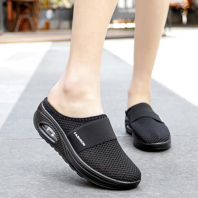 Women's Cushioned Orthopaedic Walking Trainers — Breathable Mesh Slip-On Shoes with Air Cushion Support | Koossa