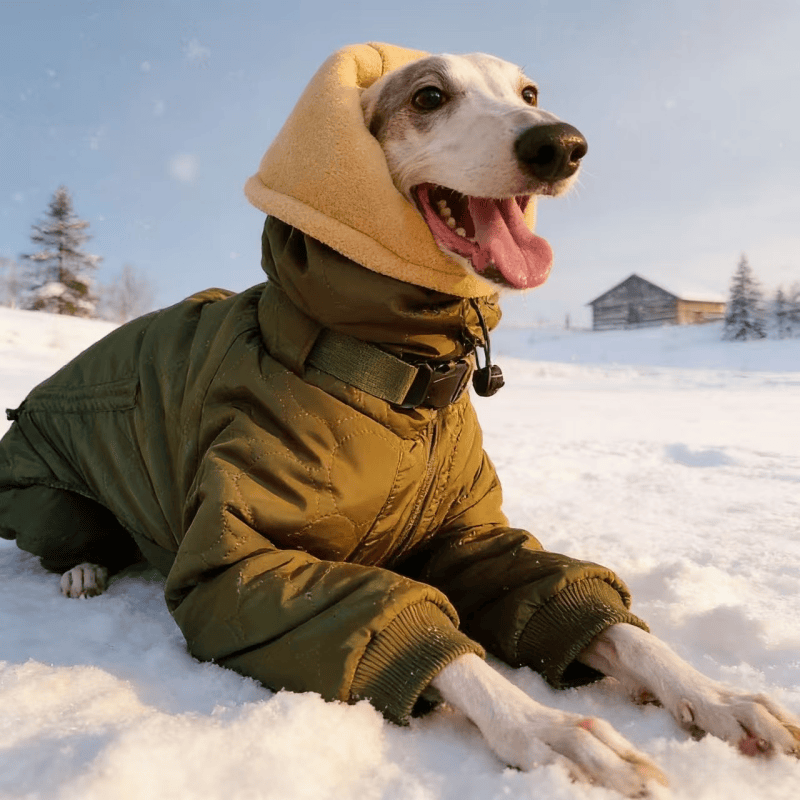 Dog Padded Coat Parka Fleece Lined Waterproof Whippet Greyhound S to 4XL Leash Ring High Neck Windproof | Koossa