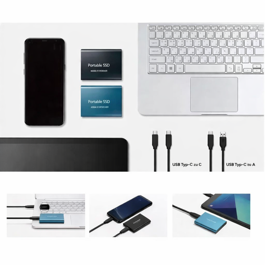 Disque SSD Externe 2 To Ultrarapide Compact Aluminium PC Laptop Photo Vidéo Stockage Mobile Plug-and-Play | Koossa