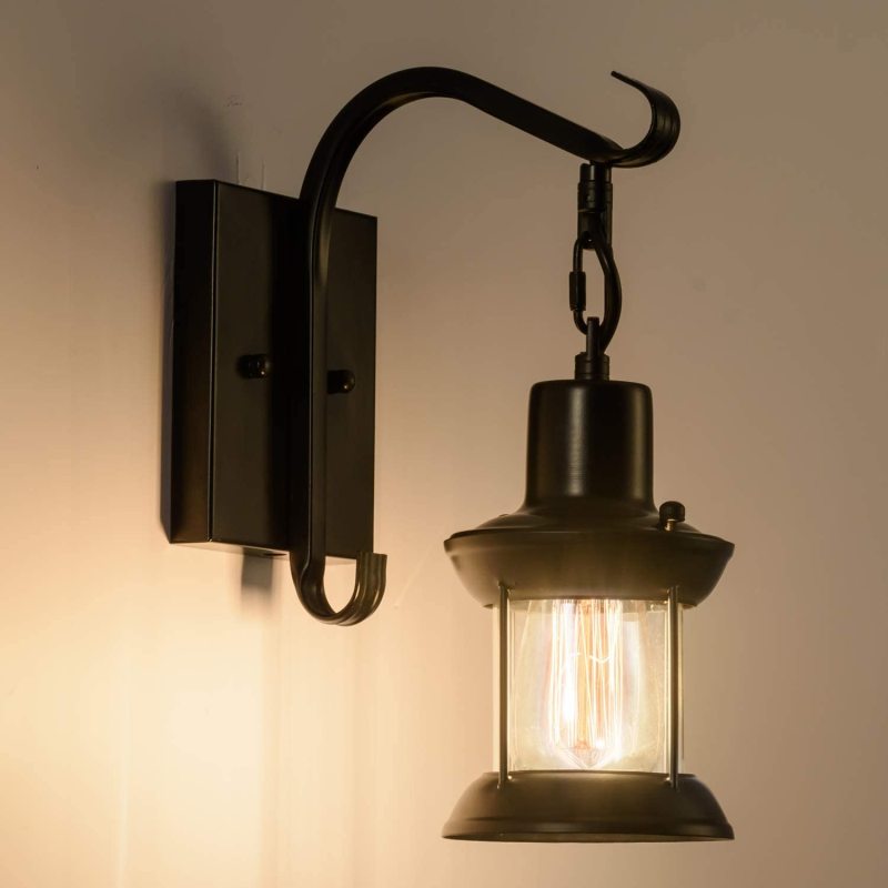 Retro Metal Wall Sconce Hardwired Single Light Fixture for Bedroom Living Room | E27 Socket Black Bronze Finish Industrial Accent | Lonoma