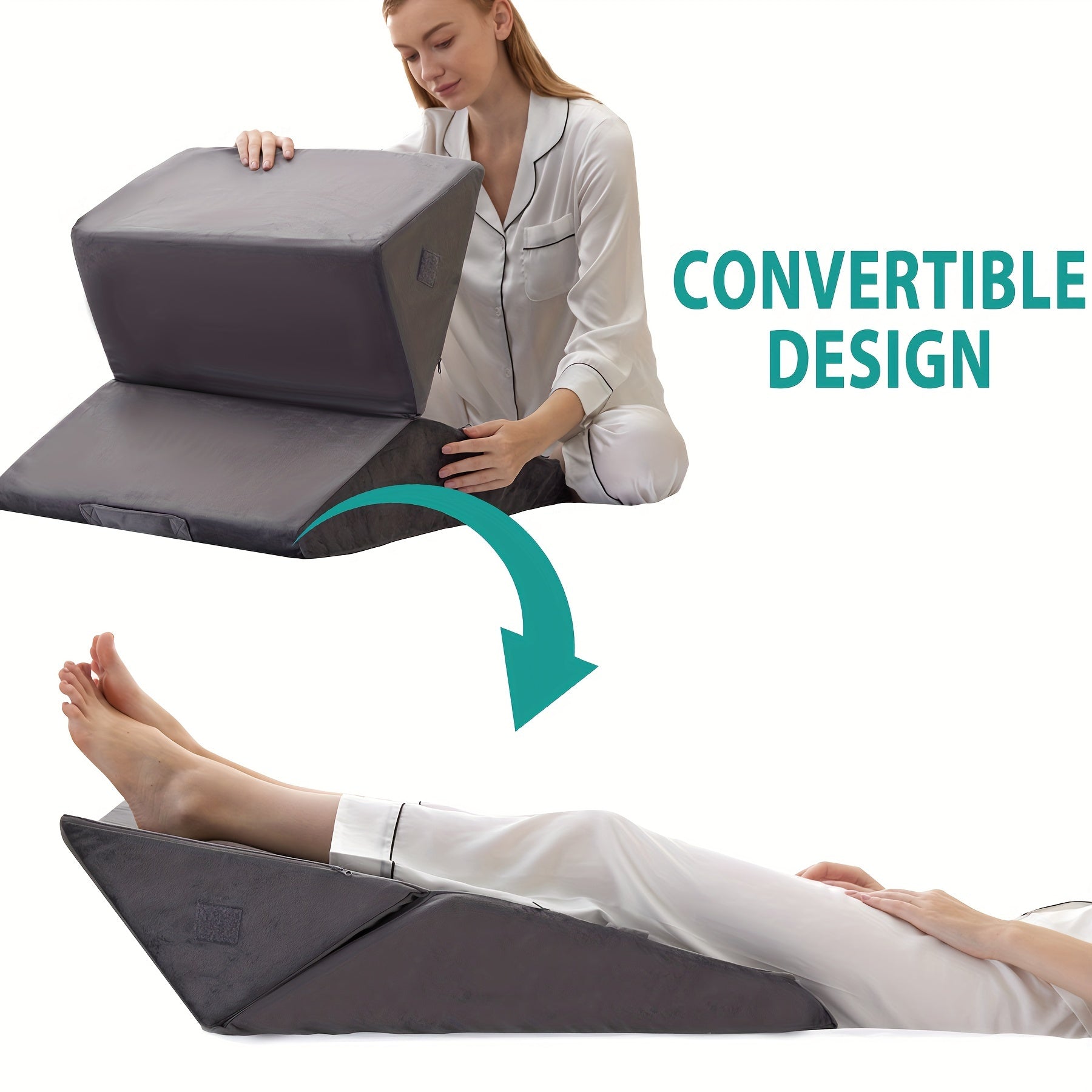 Coussin triangulaire ergonomique à mémoire de forme pour soutien dos jambes genoux position surélevée confort | Koossa