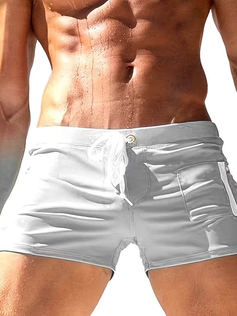 Quick-Dry Boxer Swim Trunks with Secure Zip Pocket in Classic Colours for Poolside and Beach | Koossa