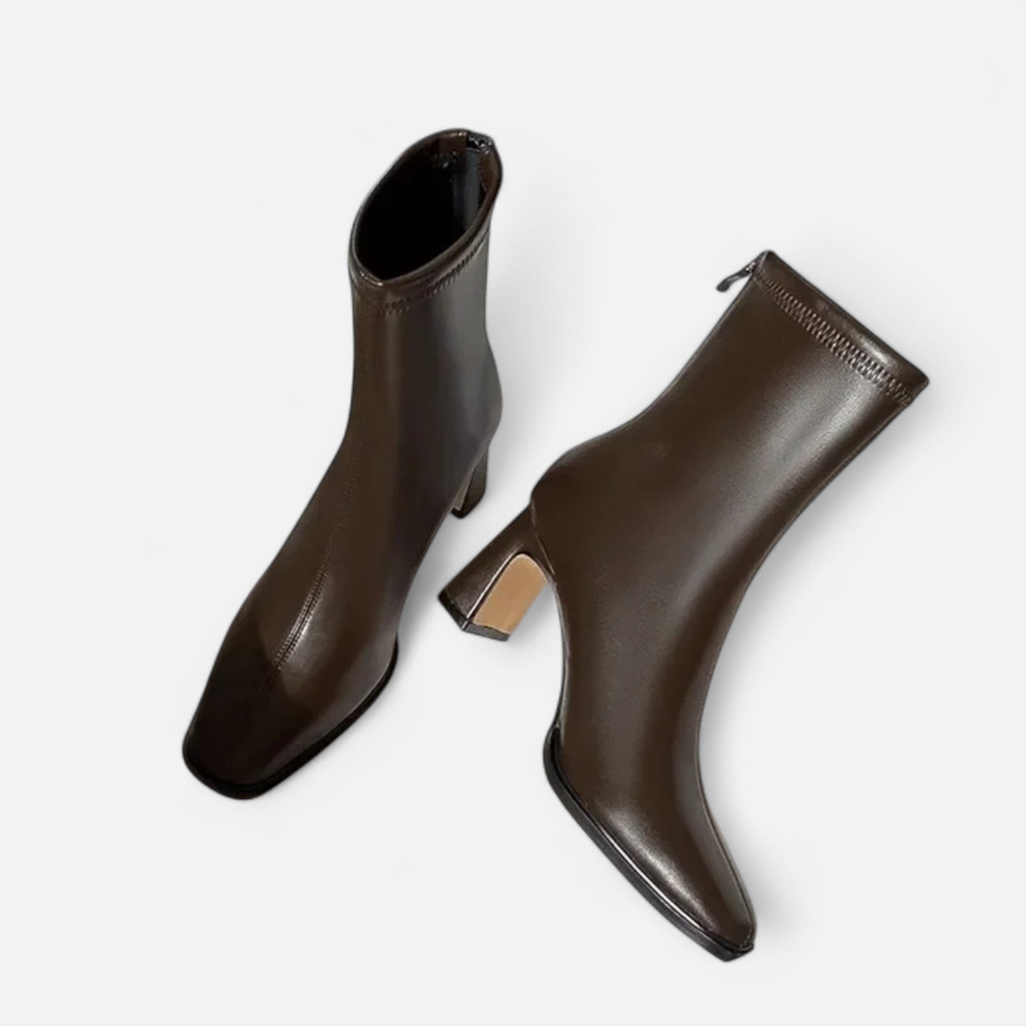 Women's Square-Toe Ankle Boots with Block Heel and Warm Lining | Classic Winter Footwear for Work and Weekends | Koossa