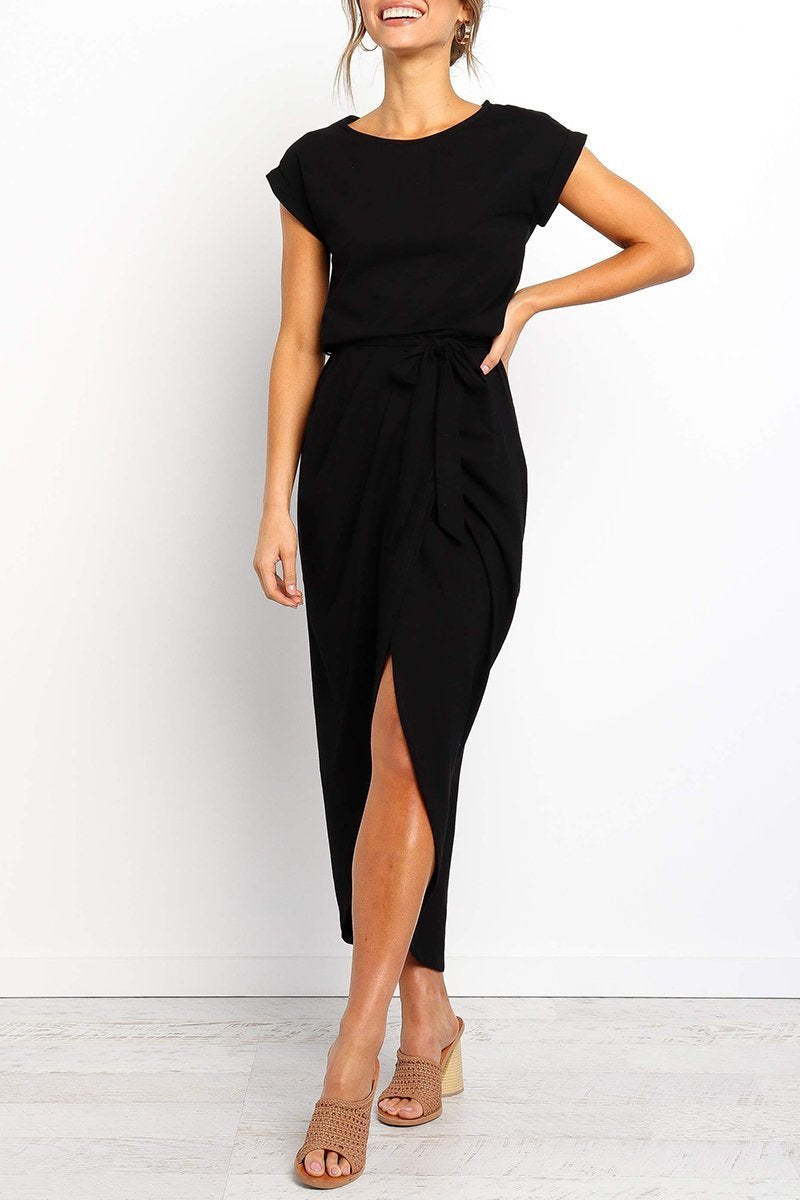 Women's Relaxed Ankle-Length Dress with Adjustable Belt — Casual Day Dress for Work & Weekends | Koossa