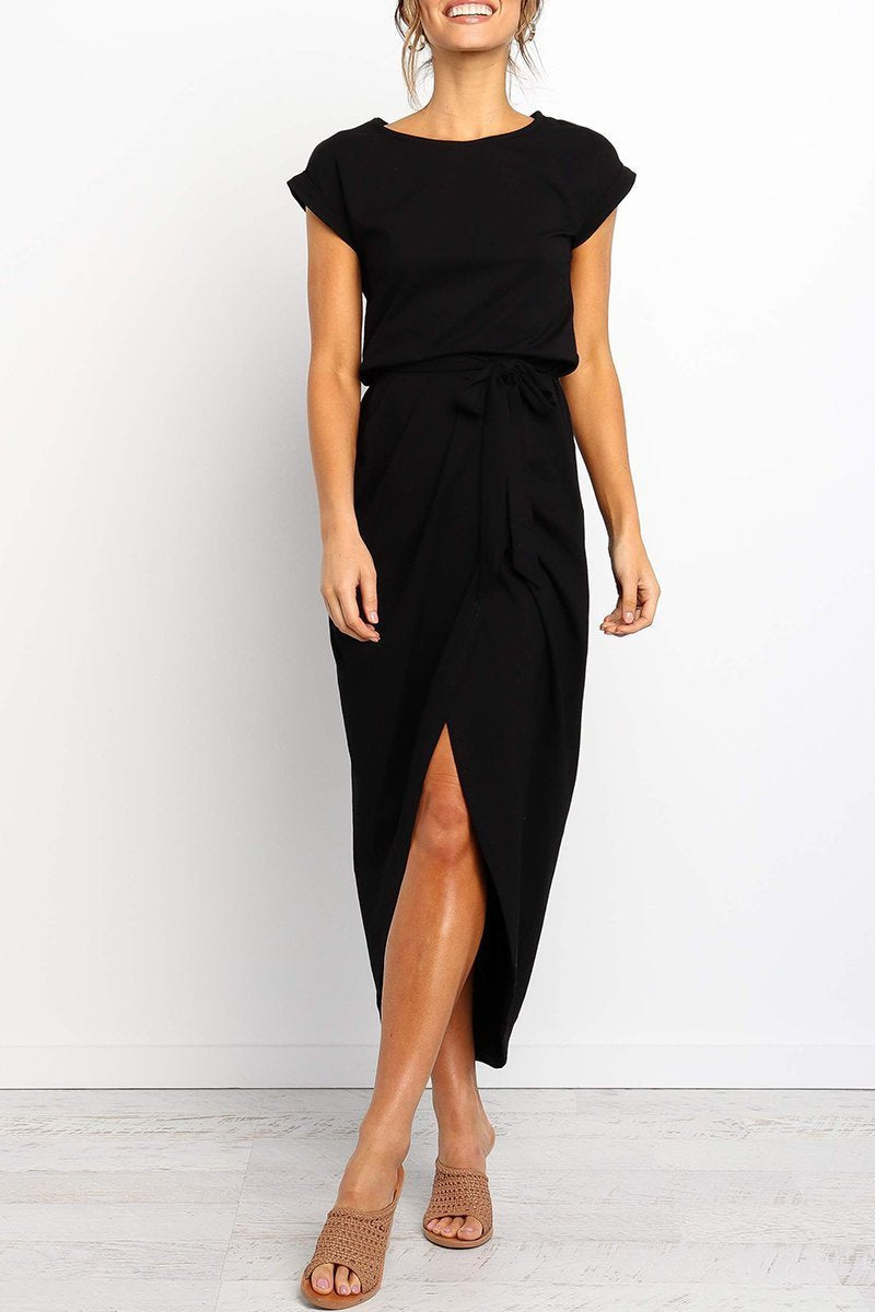 Women's Relaxed Ankle-Length Dress with Adjustable Belt — Casual Day Dress for Work & Weekends | Koossa