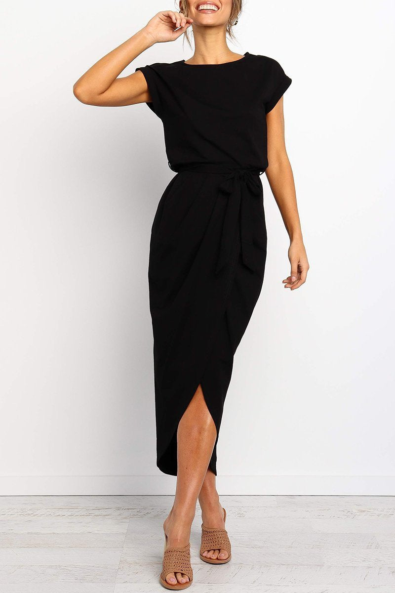 Women's Relaxed Ankle-Length Dress with Adjustable Belt — Casual Day Dress for Work & Weekends | Koossa