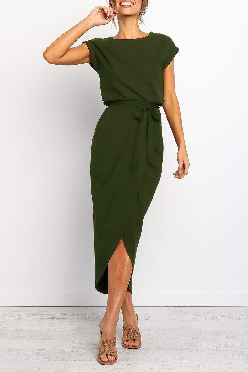 Women's Relaxed Ankle-Length Dress with Adjustable Belt — Casual Day Dress for Work & Weekends | Koossa