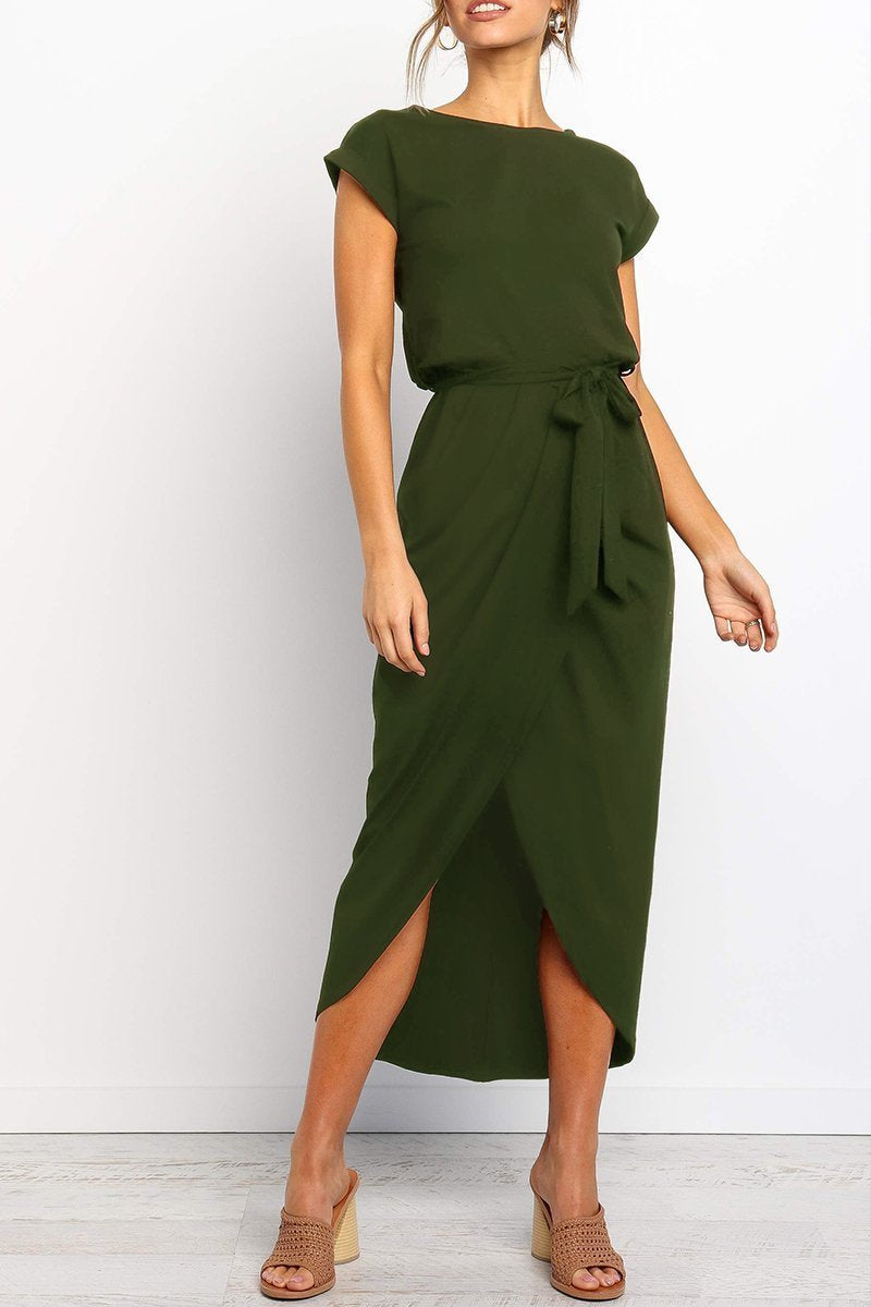 Women's Relaxed Ankle-Length Dress with Adjustable Belt — Casual Day Dress for Work & Weekends | Koossa