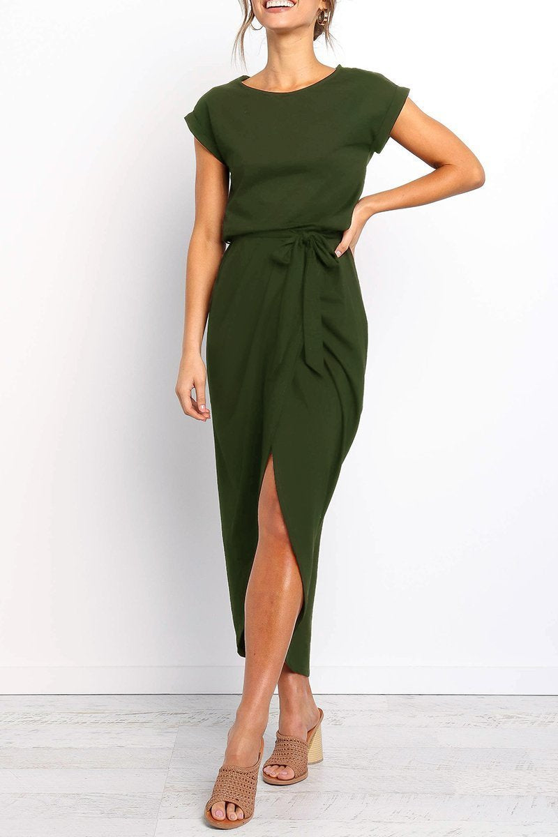 Women's Relaxed Ankle-Length Dress with Adjustable Belt — Casual Day Dress for Work & Weekends | Koossa