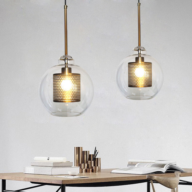 Glass Globe Pendant Light Gold or Silver Finish with LED Bulb for Kitchen Island Dining Room Bedroom Entryway Modern Hanging Ceiling Fixture | Lonoma
