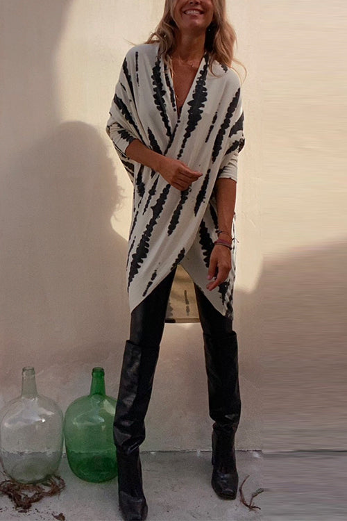 Women's Abstract Print V-Neck Tunic — Relaxed Fit Tunic Top for Casual & Evening Wear | Koossa