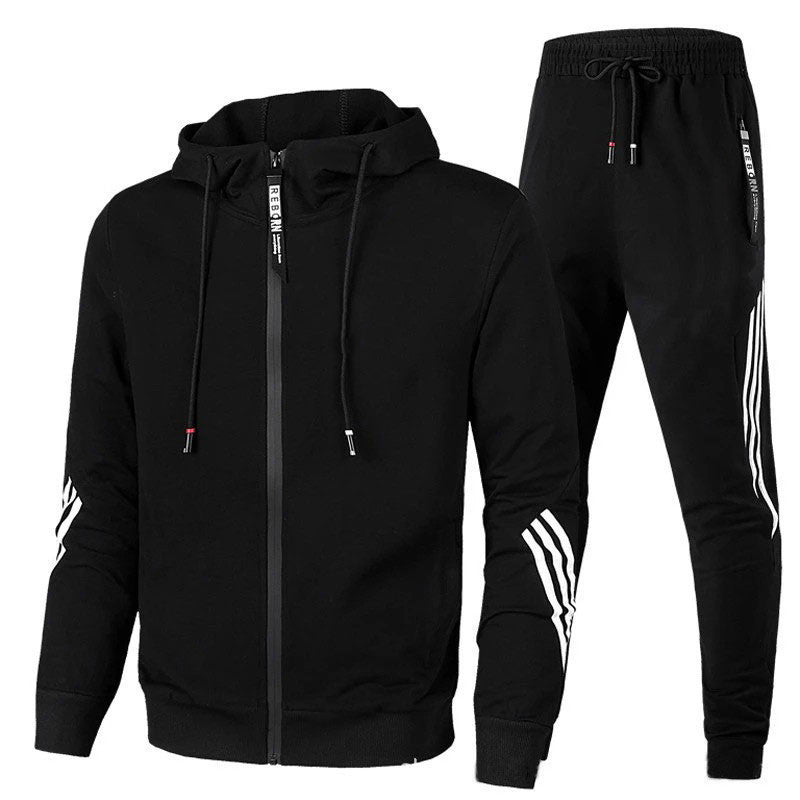 Men's Coordinating Tracksuit Set with Zip Hoodie and Tapered Joggers in Cotton-Rich Fabric for Active Days and Relaxed Weekends | Koossa