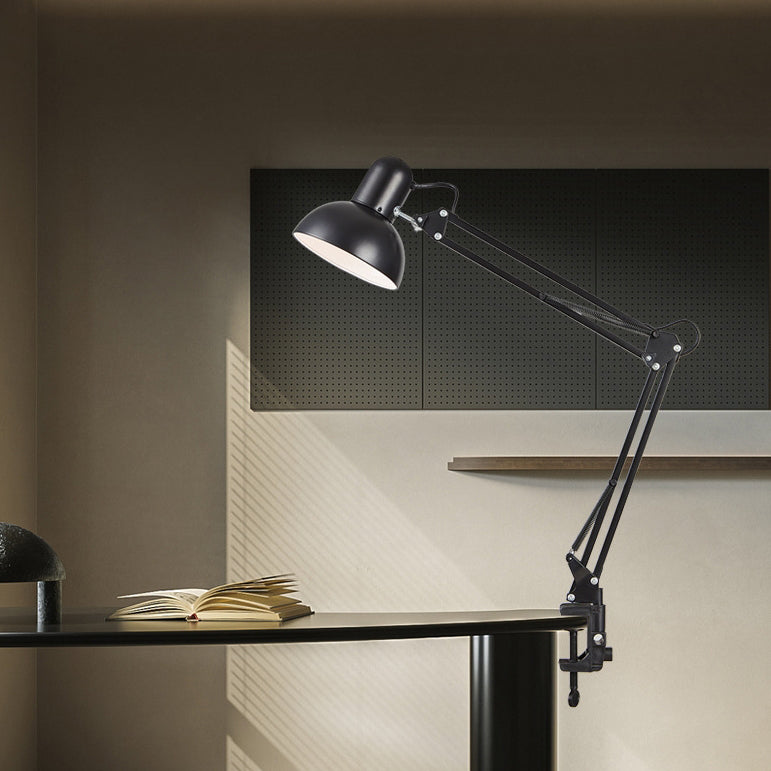 Clamp-On Desk Lamp with Swivel Arm – Industrial Metal Task Light, E26 Socket, for Home Office, Bedroom, Study & Reading Desk | Lonoma