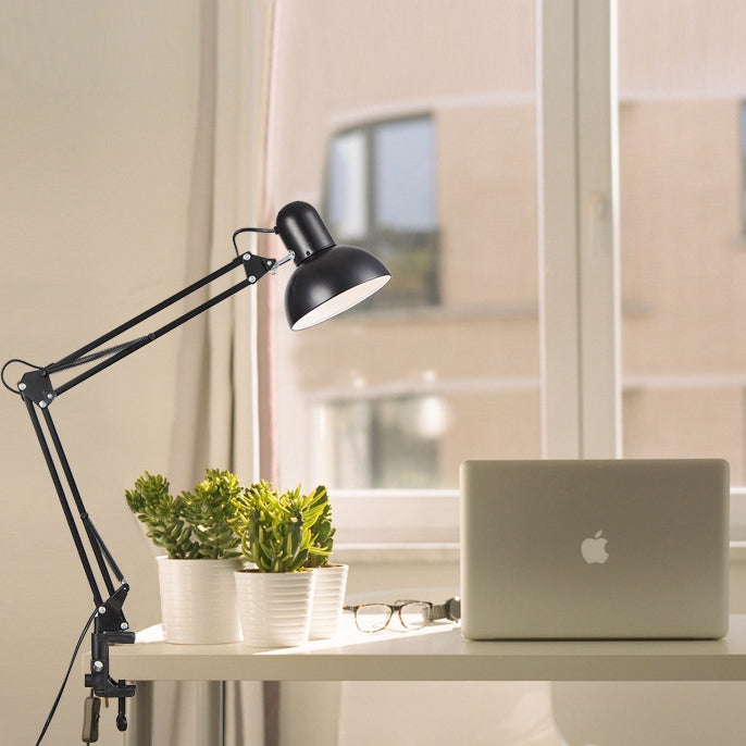 Clamp-On Desk Lamp with Swivel Arm – Industrial Metal Task Light, E26 Socket, for Home Office, Bedroom, Study & Reading Desk | Lonoma