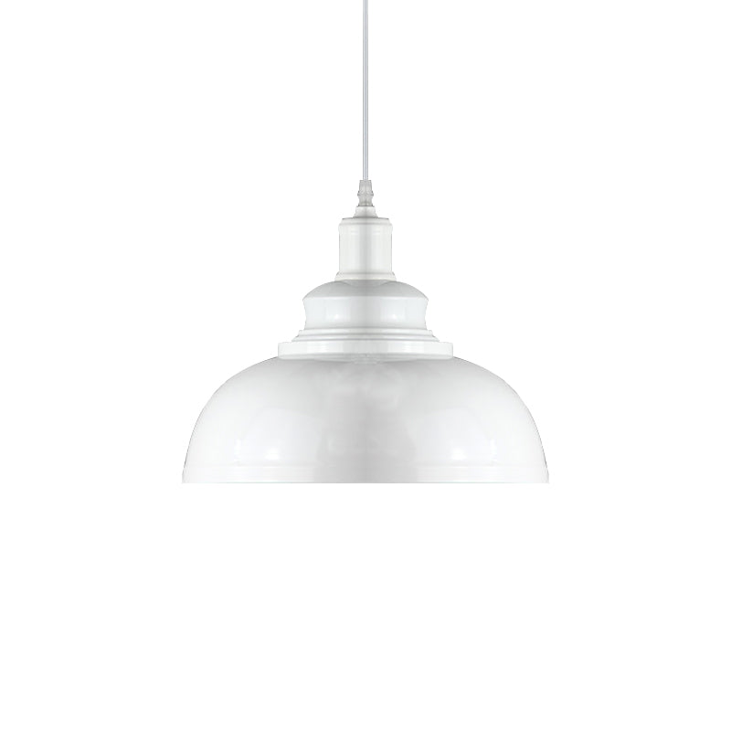 Industrial Metal Dome Pendant Light in Black, White or Rust – Farmhouse Bowl Hanging Ceiling Lamp for Kitchen Island & Dining Room | Lonoma
