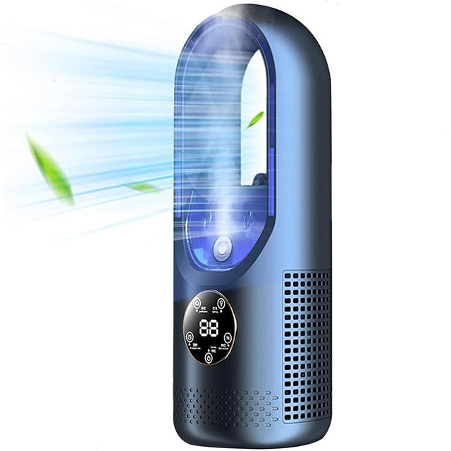 Rafraîchisseur d'Air Portable USB 100 ml Silencieux Sans Fil Blanc Bleu Bureau Chambre Maison Nomade Compact | Koossa