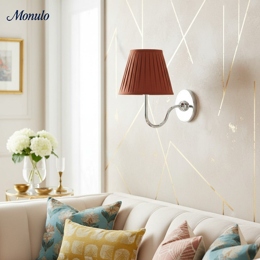 Applique murale élégante à abat-jour plissé en tissu – Éclairage classique et raffiné pour chambre et salon | Koossa