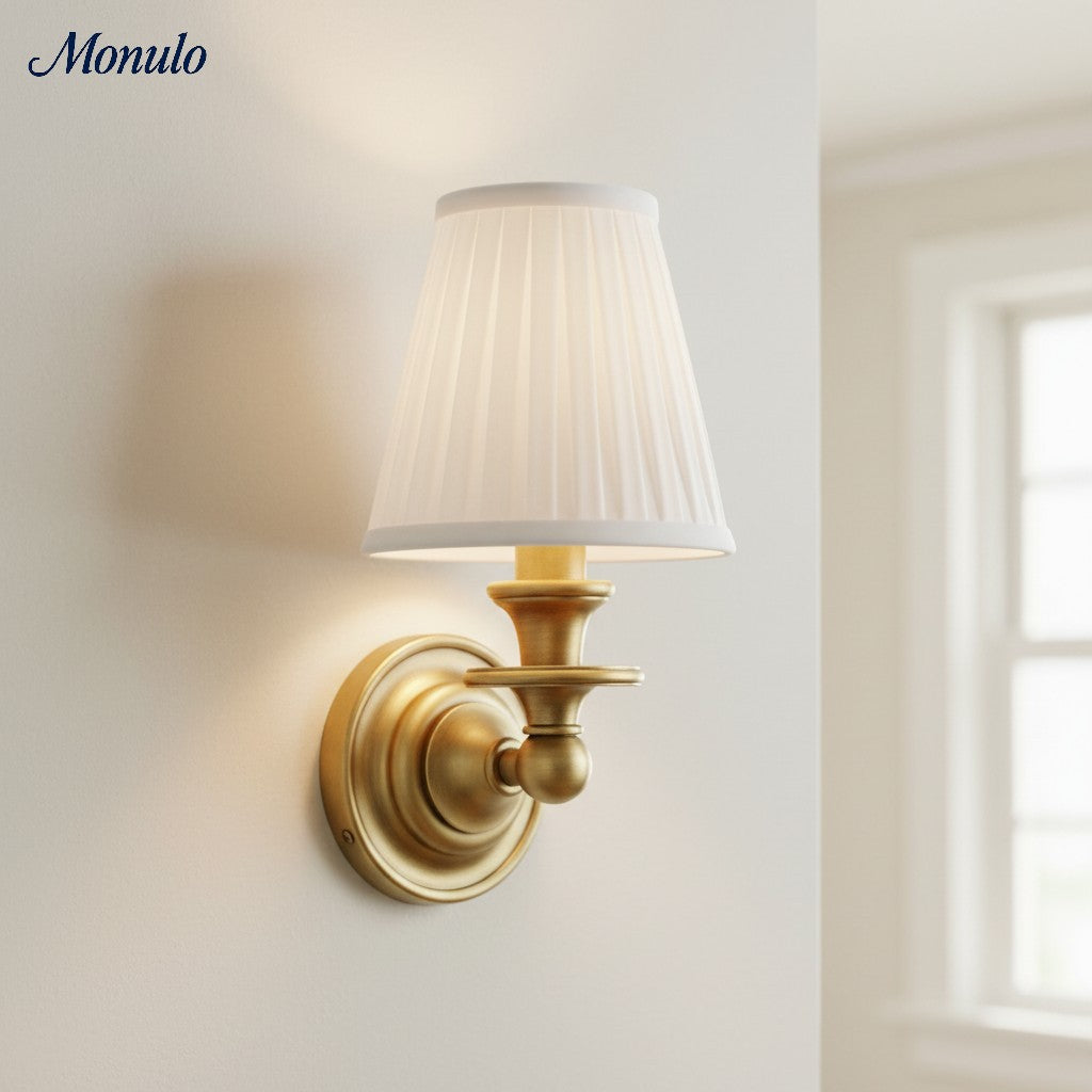 Adjustable Reading Wall Sconce with Fabric Shade & Gooseneck Arm – Wrought Iron Light for Bedroom, Living Room & Hallway | Lonoma