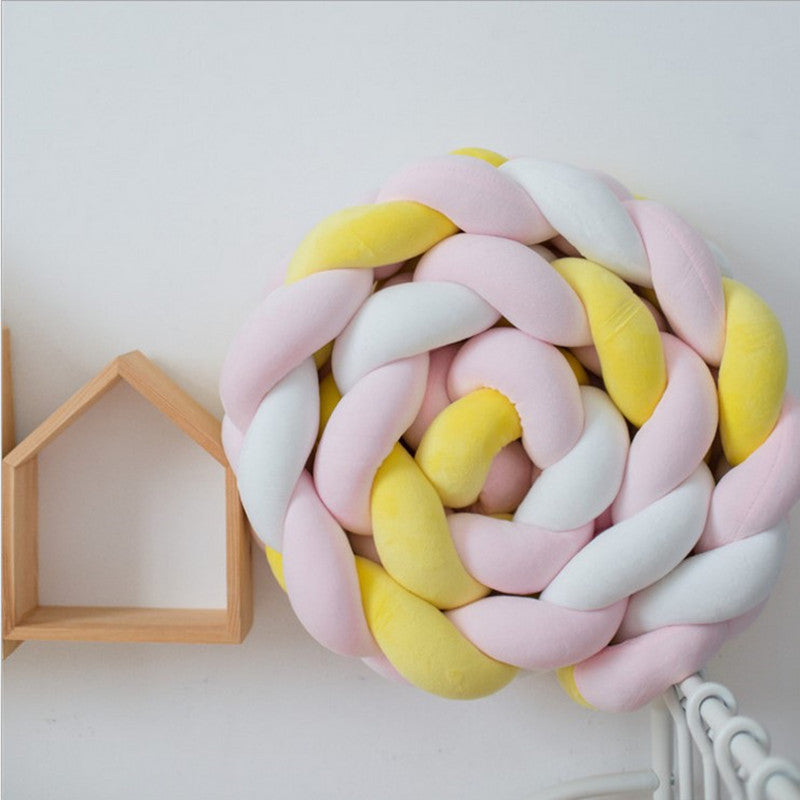 Braided Crib Bumper Pad Soft Nursery Bedding Safety Guard for Babies | Breathable Knot Cushion Protector for Infant Toddler Bed Rails | Lonoma