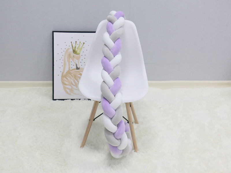 Braided Crib Bumper Pad Soft Nursery Bedding Safety Guard for Babies | Breathable Knot Cushion Protector for Infant Toddler Bed Rails | Lonoma