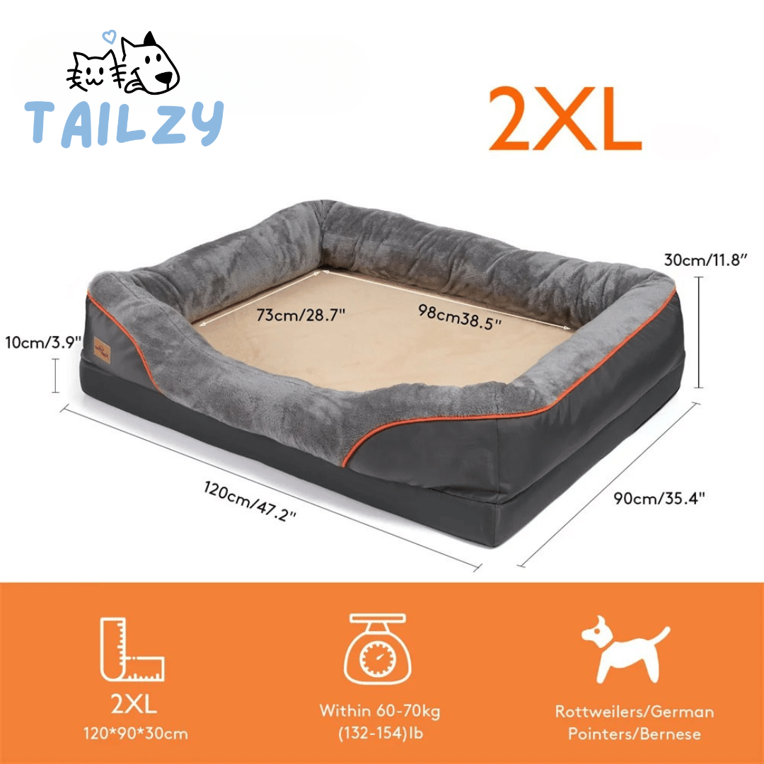 Orthopedic Dog Bed Nest Bolster Washable Grey Orange Large XL 2XL 3XL Joint Support Memory Foam Dog Sofa Bed Removable Cover | Koossa