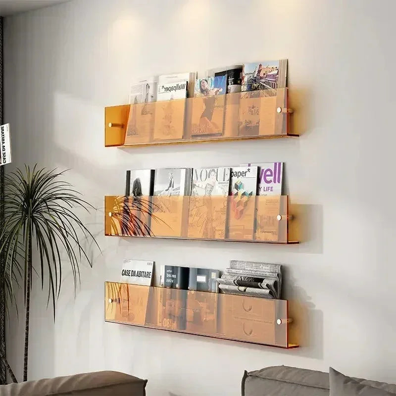 Floating Wall Shelf Magazine Rack, PVC Wall Mounted Book Display in Assorted Colors for Living Room, Office, Nursery & Kids Room | Lonoma
