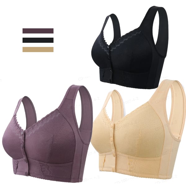 Women's Front-Fastening Soft Cup Bra — Wireless Comfort Bra with Wide Band for All-Day Support | Koossa