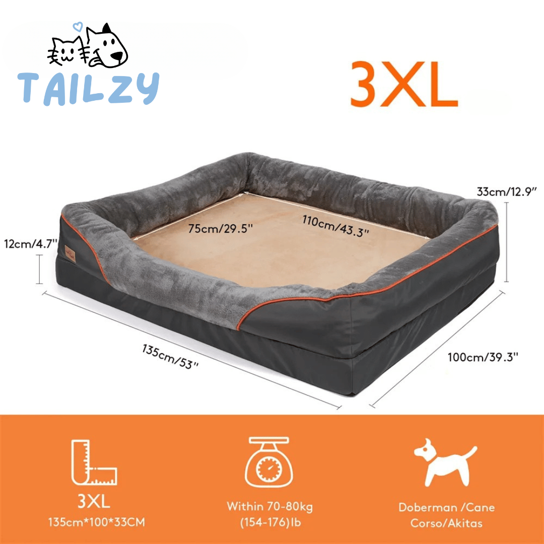 Orthopedic Dog Bed Nest Bolster Washable Grey Orange Large XL 2XL 3XL Joint Support Memory Foam Dog Sofa Bed Removable Cover | Koossa