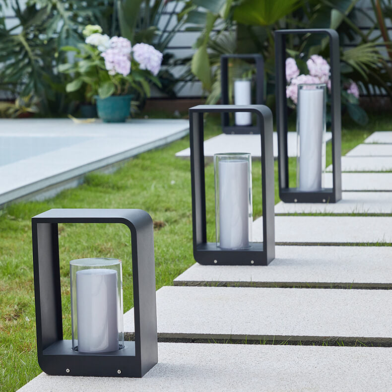 Modern Square LED Outdoor Light, Black Aluminum Garden Lamp, Warm White, Hardwired or Solar for Patio, Fence, Driveway & Yard | Lonoma