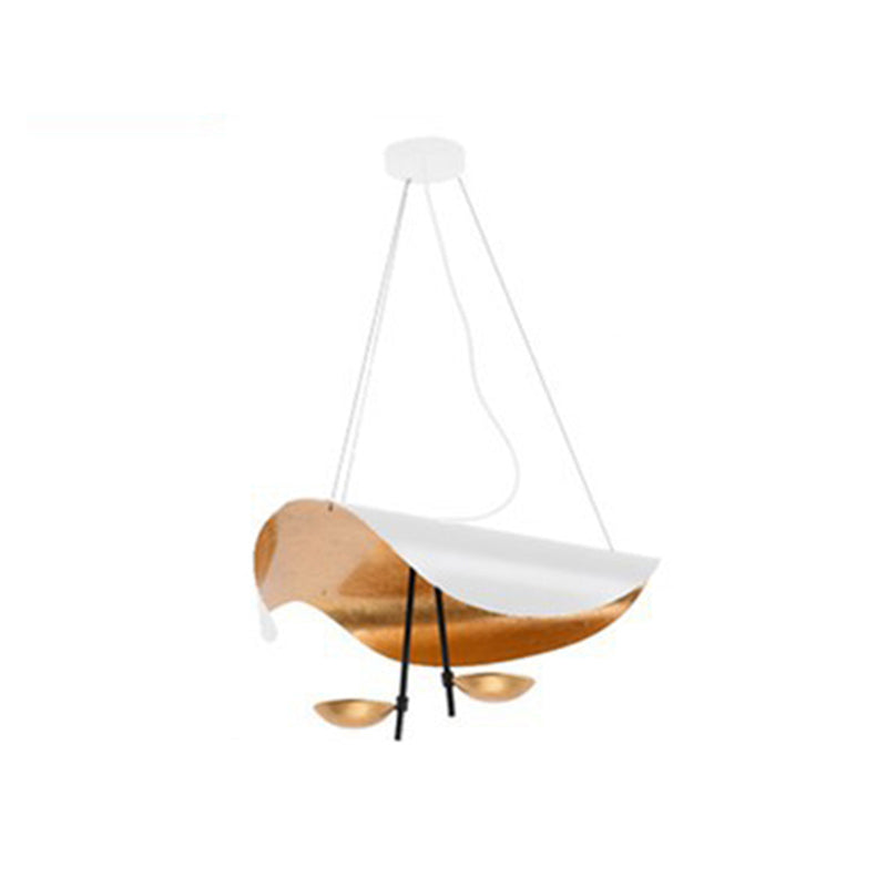 Metal Pendant Light Gold Foil Finish Twisted Sculptural Design Warm LED Indoor Lighting Adjustable Cord Dining Living Room Kitchen Island | Lonoma