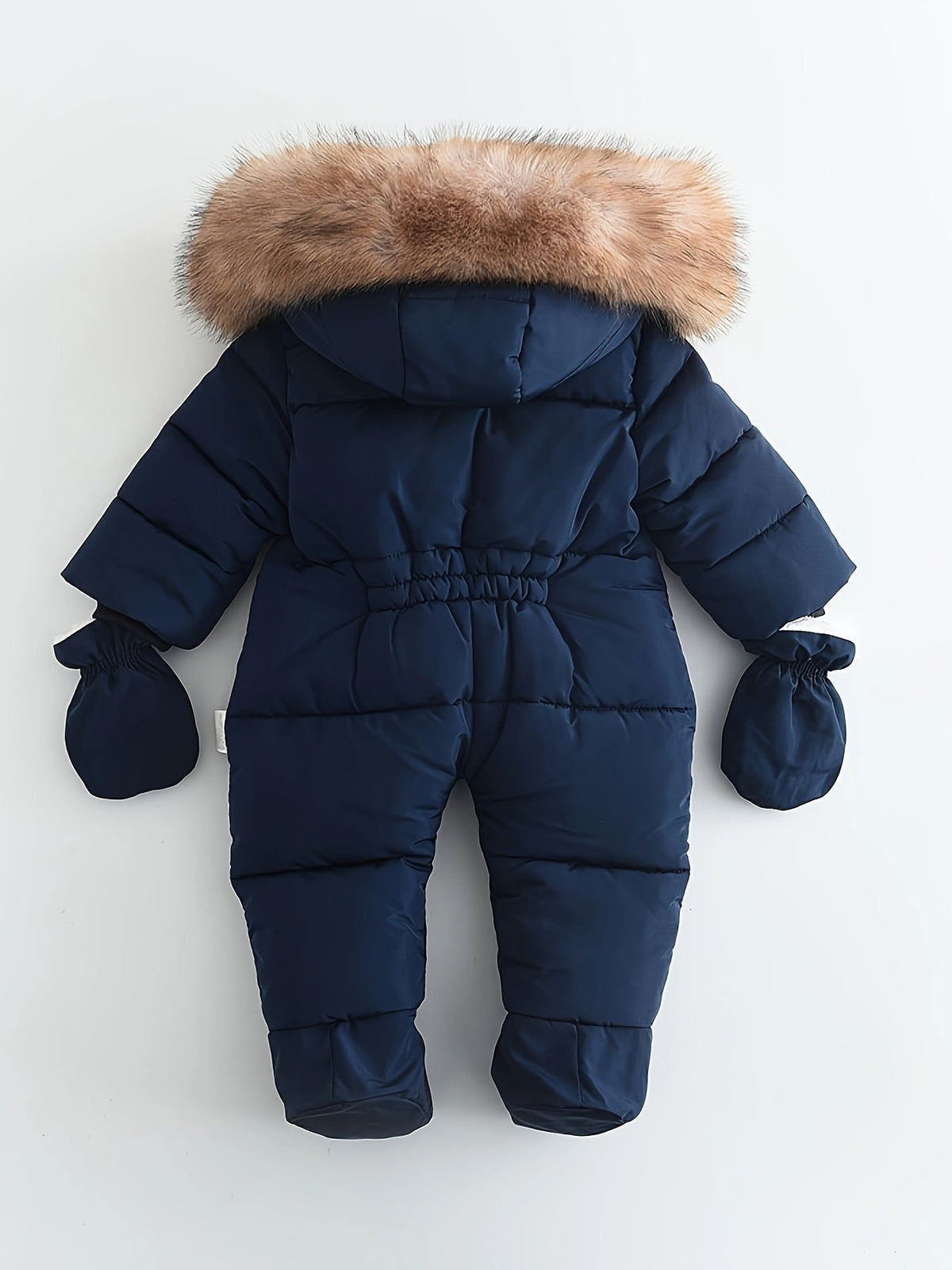 Baby Snowsuit with Hood, Quilted Infant Winter Bunting with Faux Fur Trim, Zip-Up Cold Weather Outerwear for Stroller Walks | Lonoma