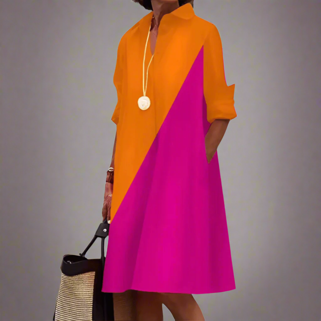 Women's Polo Collar Dress with Short Sleeves in Lightweight Cotton Blend for Spring Summer Garden Parties Casual Daywear Brunch Outings | Koossa