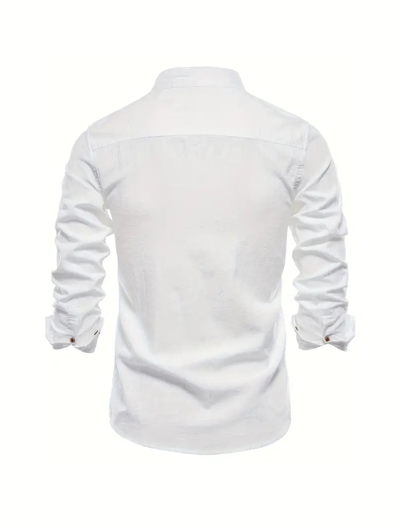 Men's Slim Fit Long Sleeve Shirt in Cotton Blend | Classic Tailored Collar | Smart Casual Workwear | Koossa
