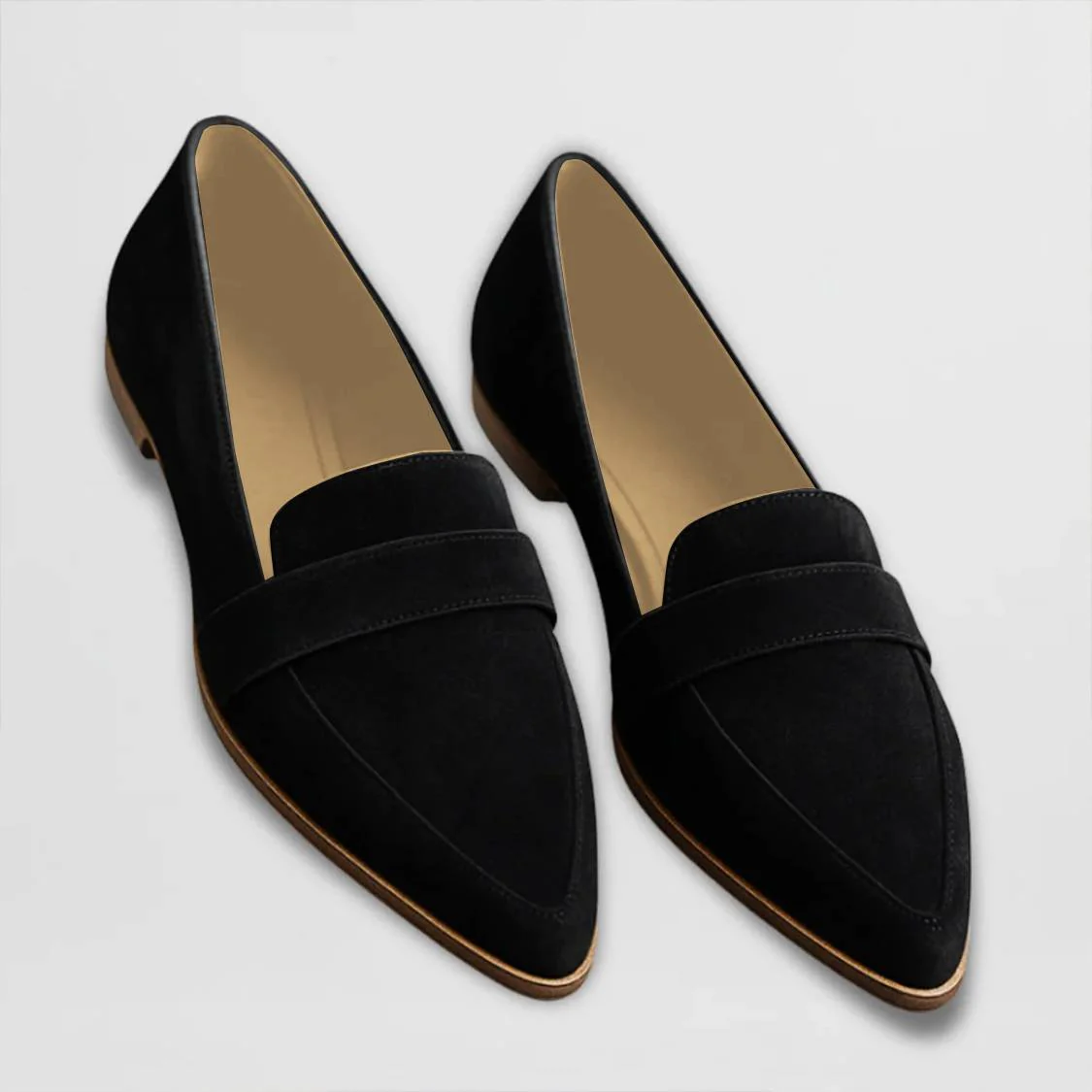 Pointed Toe Loafers in Grey, Khaki, Black & Leopard Print for Effortless Everyday Elegance | Women's Flat Slip-On Shoes for Work & Weekend | Koossa