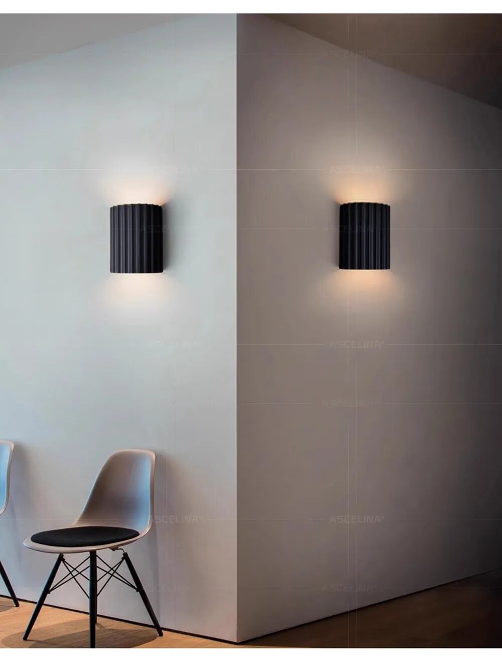 Ribbed Resin Wall Sconce, Up and Down Light, 6.5 in Indoor Hardwired Fixture for Hallway, Entryway, Bedroom, Living Room Accent Lighting | Lonoma