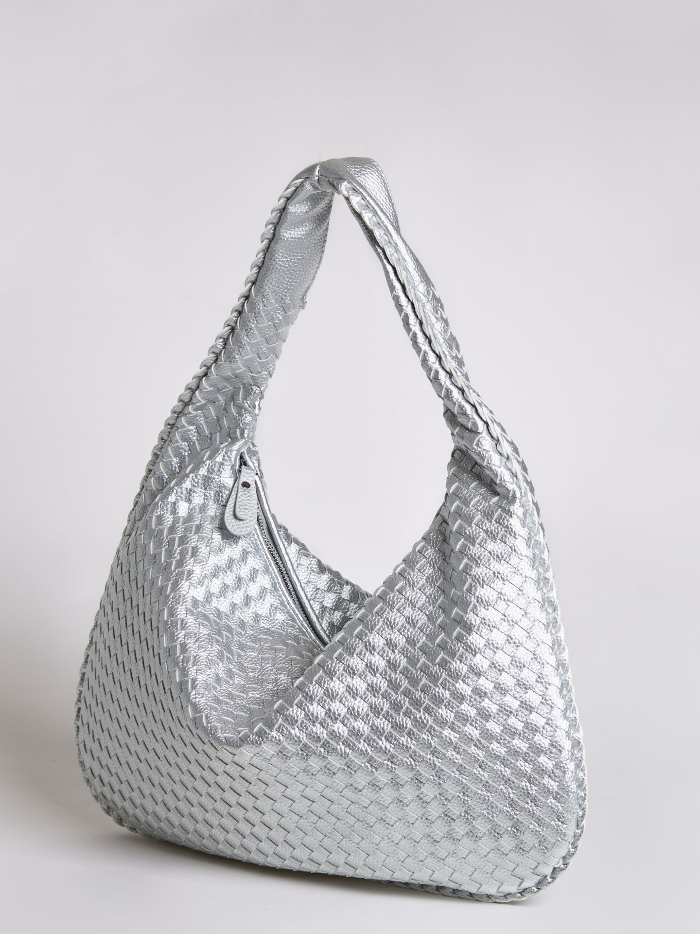 Woven Leather Hobo Bag with Soft Structure in Black, Wine Red, Sage Green & More | Koossa