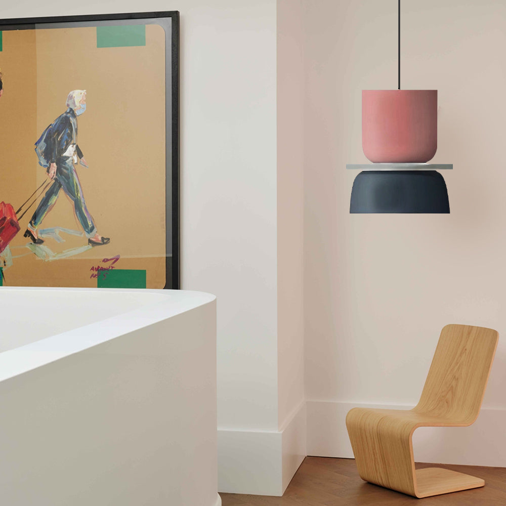 Suspension Scandinave Bicolore à Deux Abat-Jours Superposés pour Salle à Manger et Séjour Contemporain | Koossa