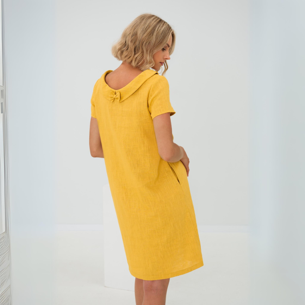 Women's Short Sleeve Midi Dress with Pockets — Elegant Summer Dress for Garden Parties & Daywear | Koossa