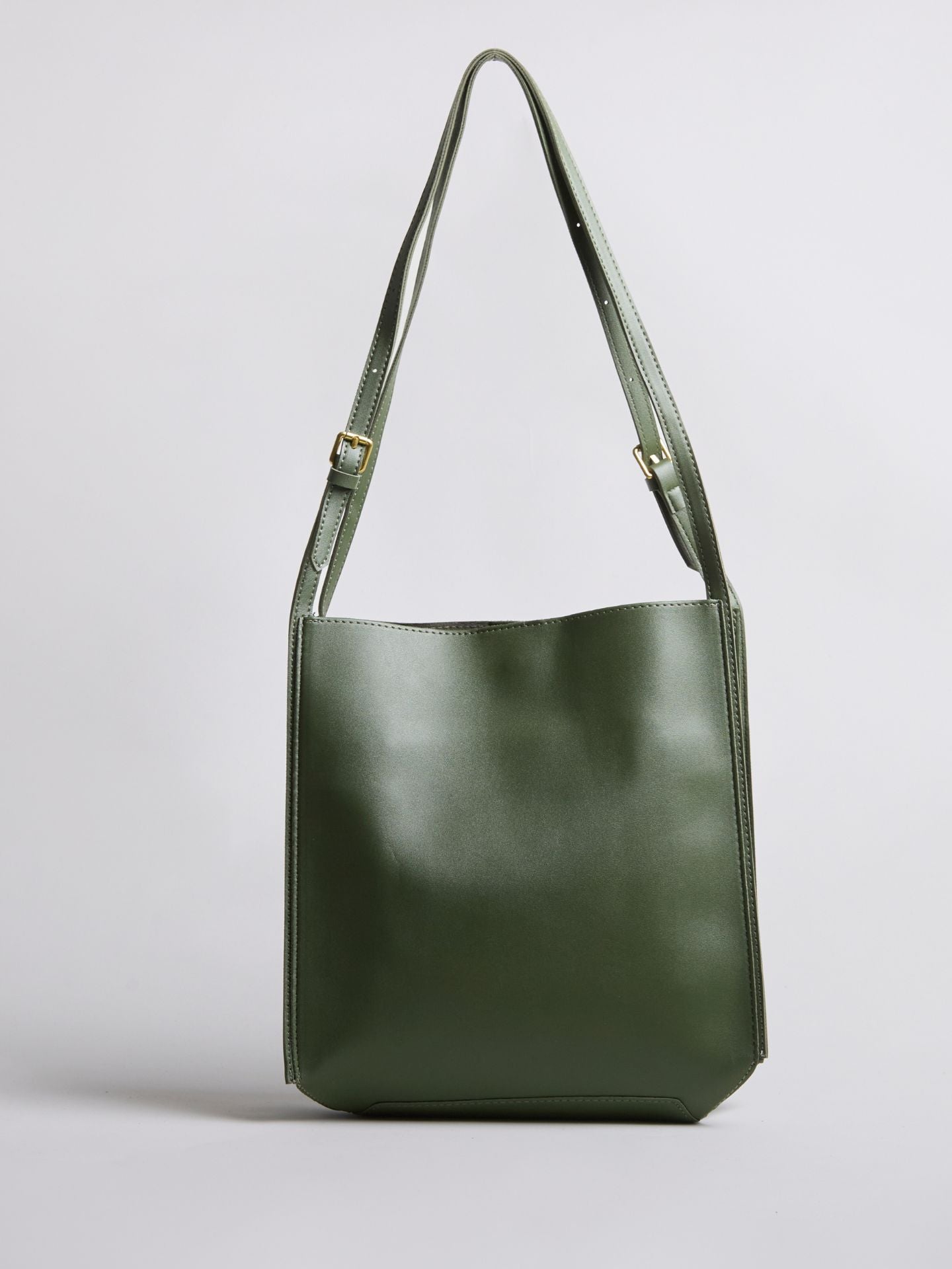 Structured Leather Shoulder Bag with Adjustable Strap and Secure Divider | Koossa